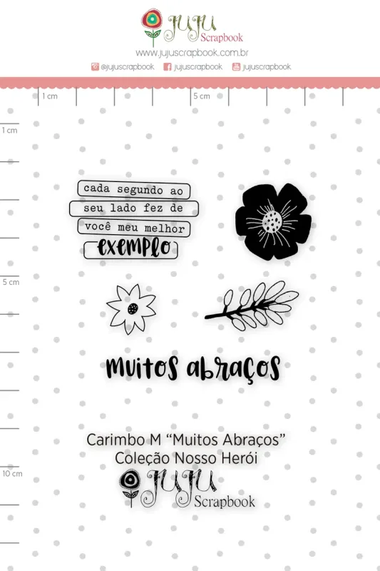Carimbo M Muitos Abraços - Coleção Nosso Herói | JuJu Scrapbook