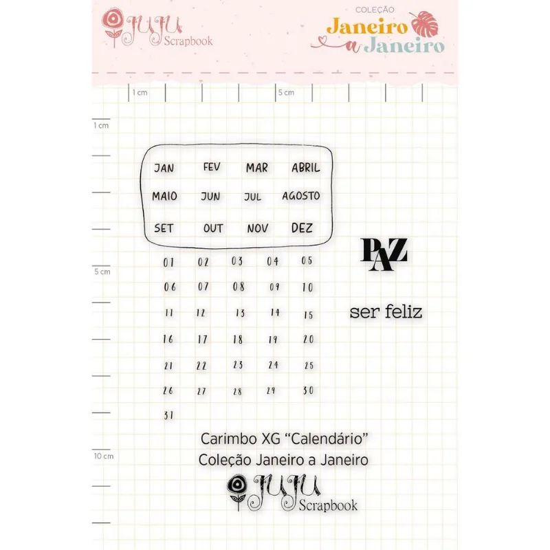 Carimbo Xg Calendário - Janeiro A Janeiro - Juju Scrapbook