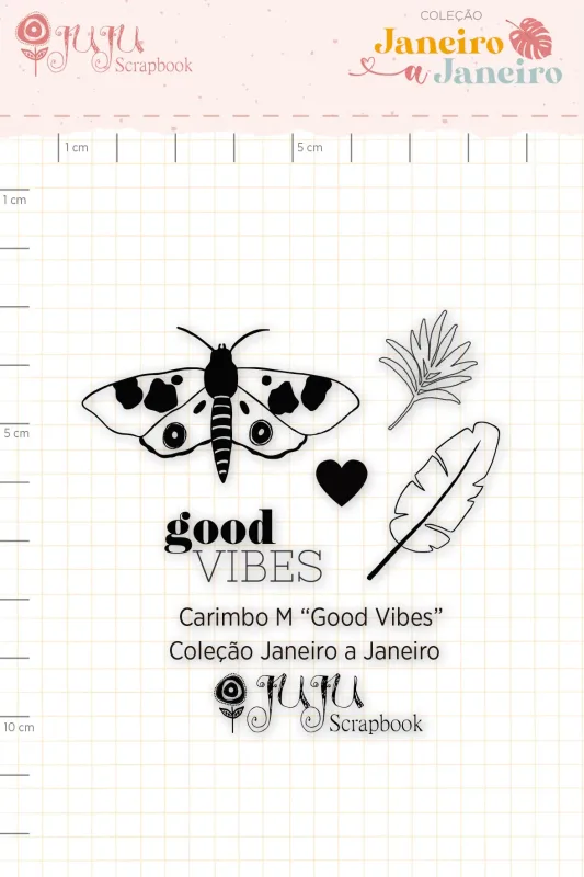 Carimbo M Good Vibes - Coleção Janeiro a Janeiro | JuJu Scrapbook