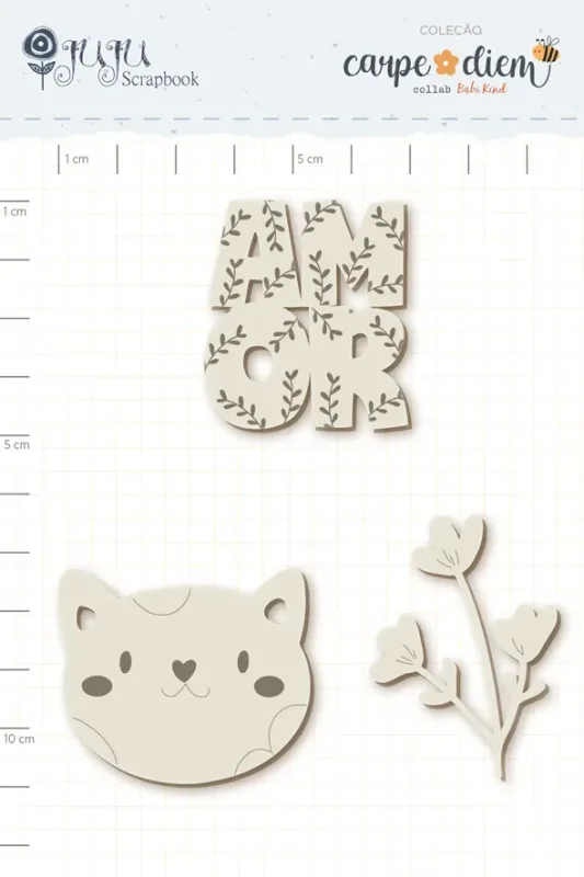 Enfeite Off-White Gatinho - Coleção Carpe Diem - Juju Scrapbook