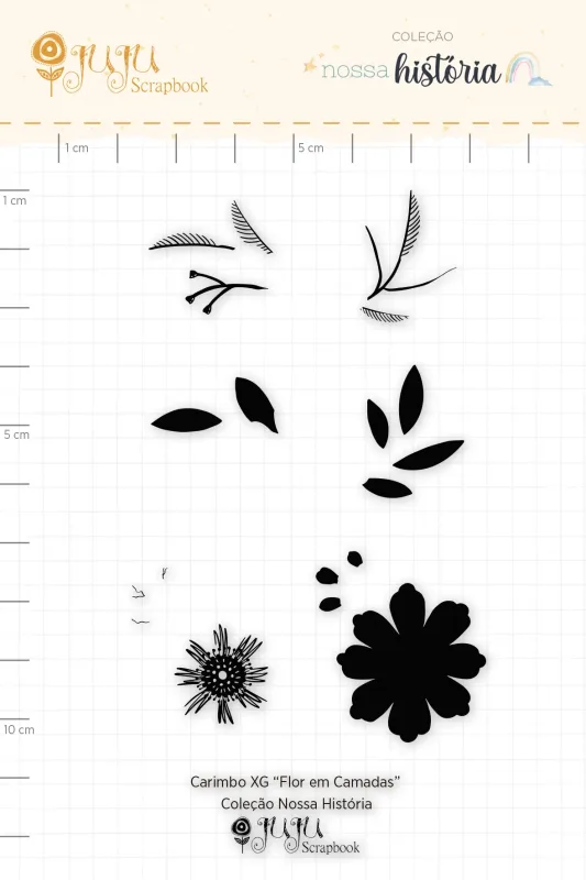 Carimbo XG Flor em Camadas - Coleção Nossa História - Juju Scrapbook