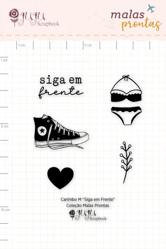 Carimbo M Siga em Frente - Coleção Malas Prontas - Juju Scrapbook