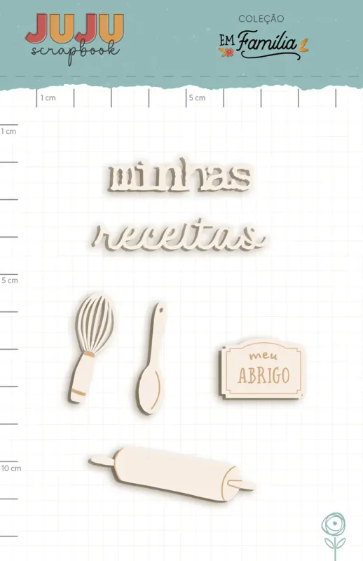 Enfeite Chipboard Off-white Minhas Receitas - Coleção Em Família | JuJu Scrapbook