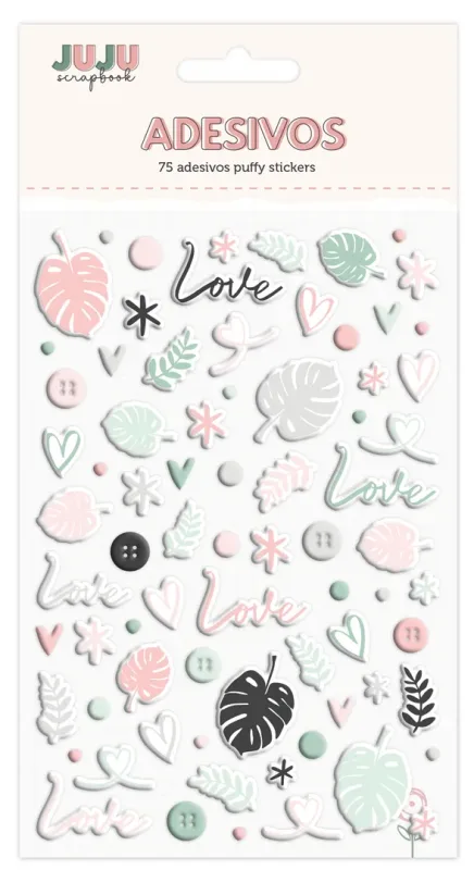 Cartela de Adesivos Puffy - Modelo Love