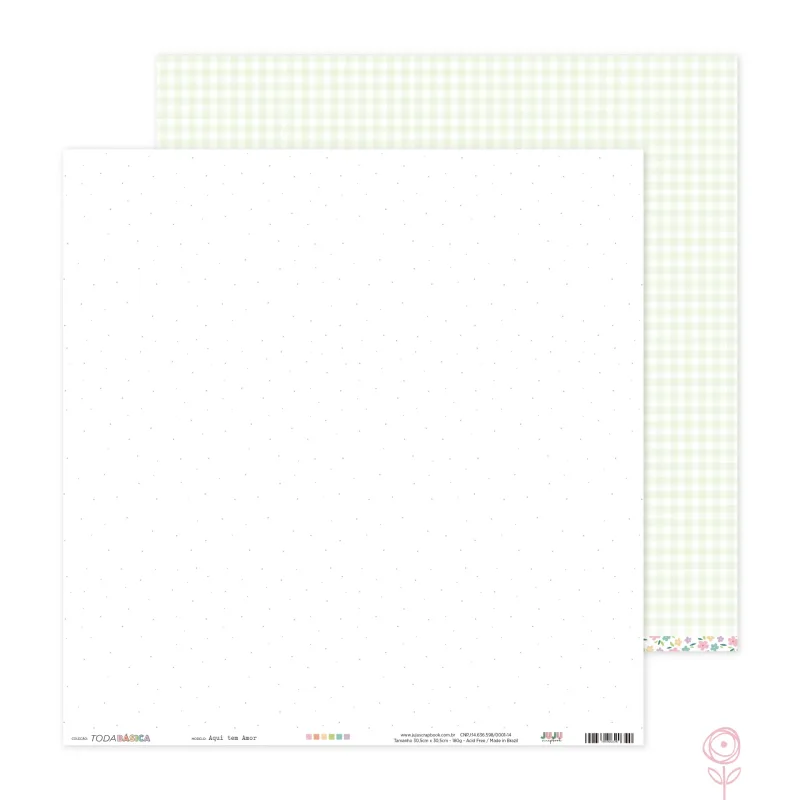 Papel para Scrapbook Aqui tem Amor - Coleção Toda Básica | JuJu Scrapbook
