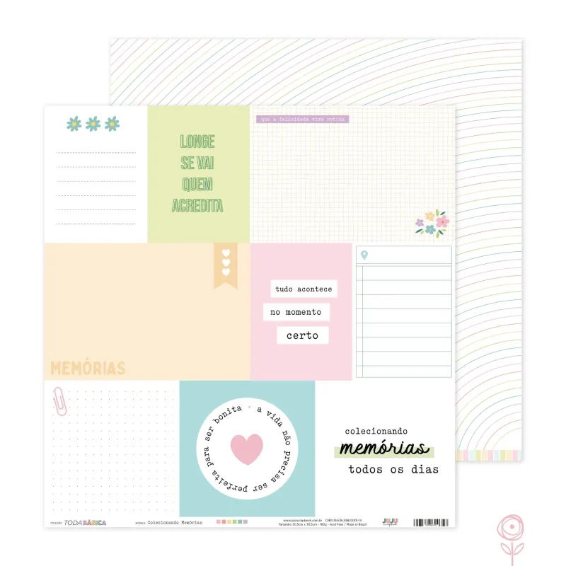 Papel para Scrapbook Colecionando Memórias - Coleção Toda Básica | JuJu Scrapbook