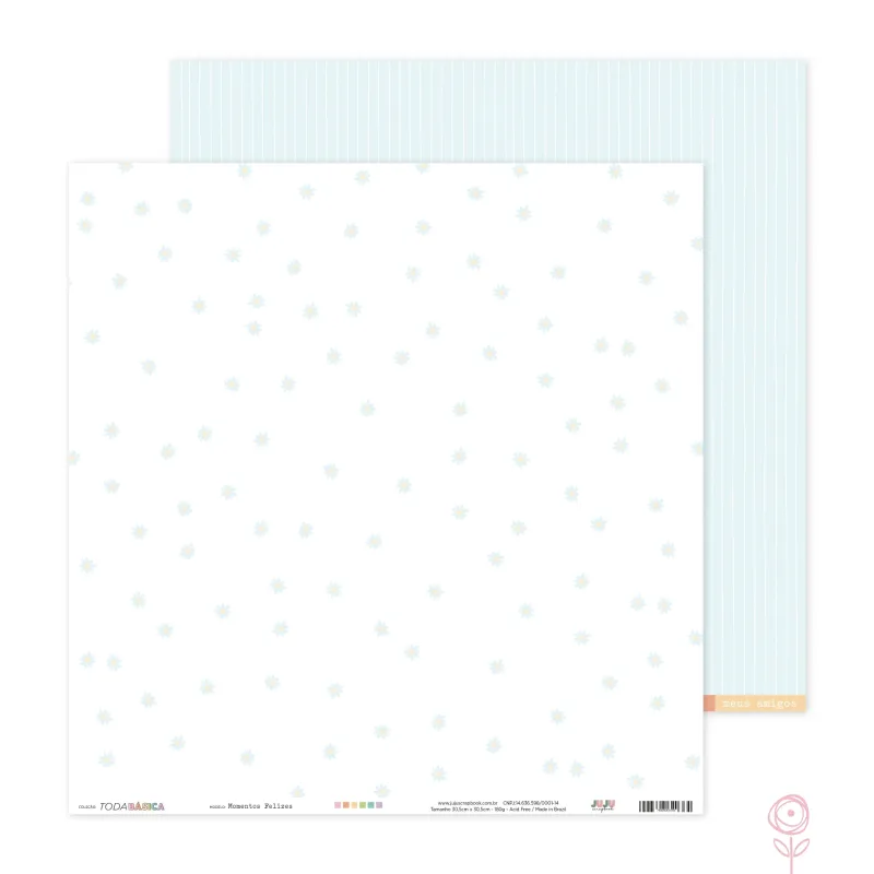 Papel para Scrapbook Momentos Felizes - Coleção Toda Básica | JuJu Scrapbook
