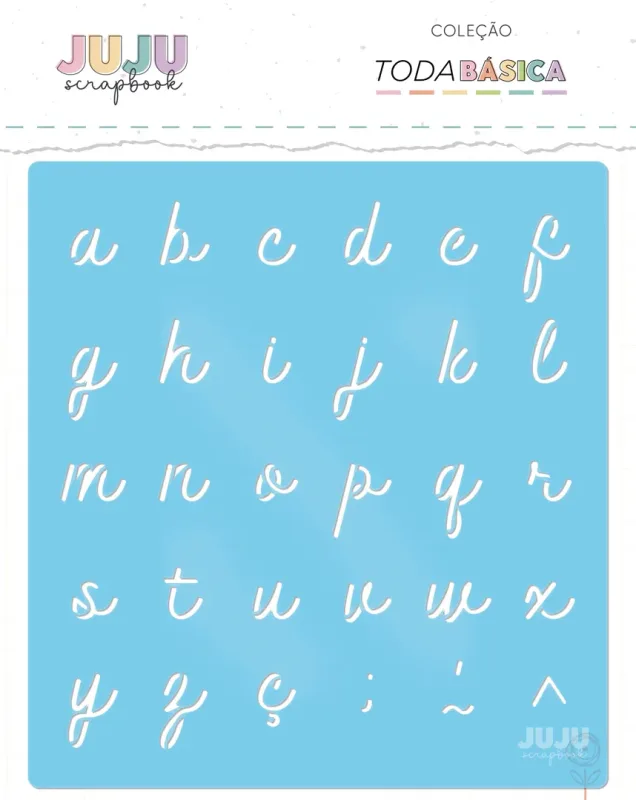 Stencil Minúsculo Cursivo - Coleção Toda Básica | JuJu Scrapbook
