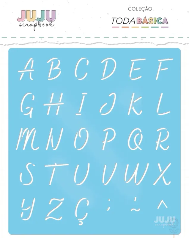 Stencil Maíusculo Cursivo - Coleção Toda Básica | JuJu Scrapbook