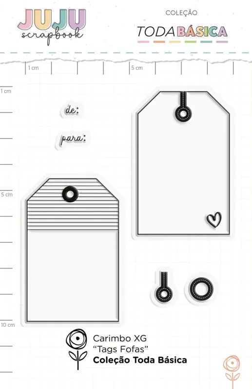 Carimbo XG Tags Fofas - Coleção Toda Básica | JuJu Scrapbook