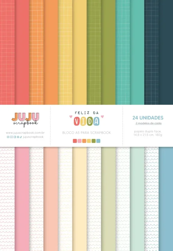 Bloco A5 para Scrapbook - Coleção Feliz da Vida