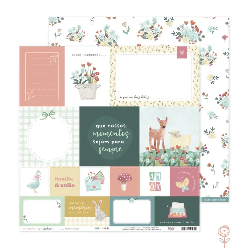Papel para Scrapbook Deixe Florescer - Coleção Terra dos Sonhos