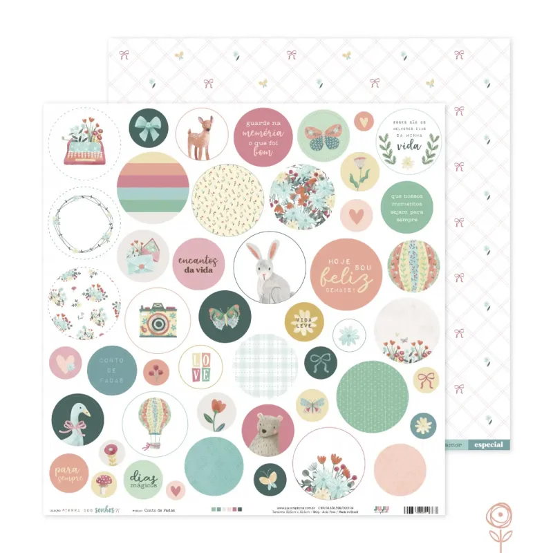 Papel para Scrapbook Conto de Fadas - Coleção Terra dos Sonhos