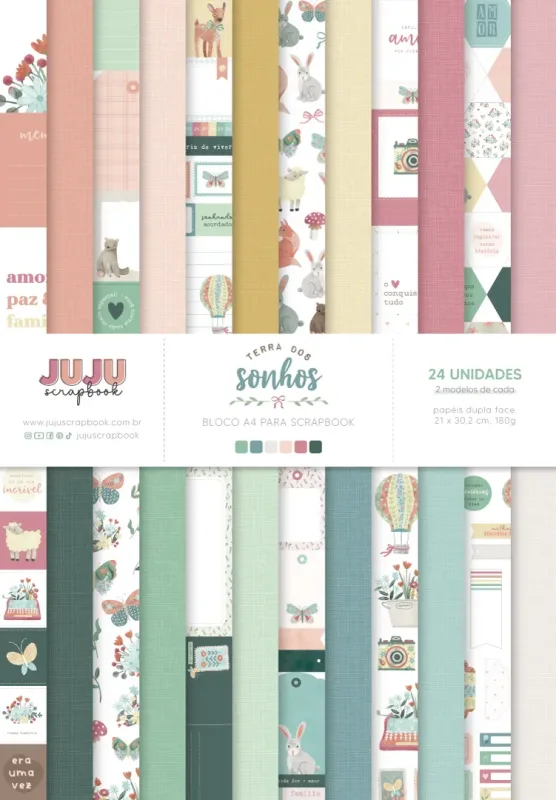 Bloco A4 para Scrapbook - Coleção Terra dos Sonhos