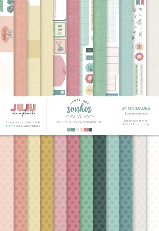 Bloco A5 para Scrapbook - Coleção Terra dos Sonhos