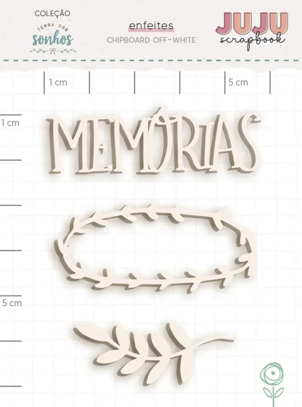 Chipboard Off-white Boas Memórias - Coleção Terra dos Sonhos