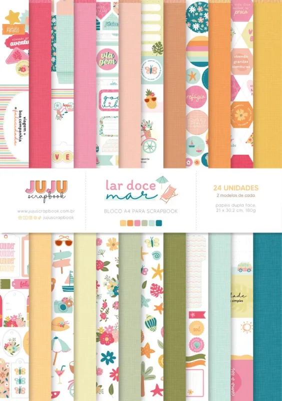 Bloco A4 para Scrapbook - Coleção Lar Doce Mar