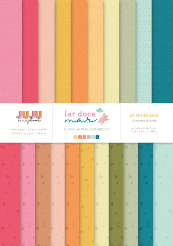 Bloco A5 para Scrapbook - Coleção Lar Doce Mar