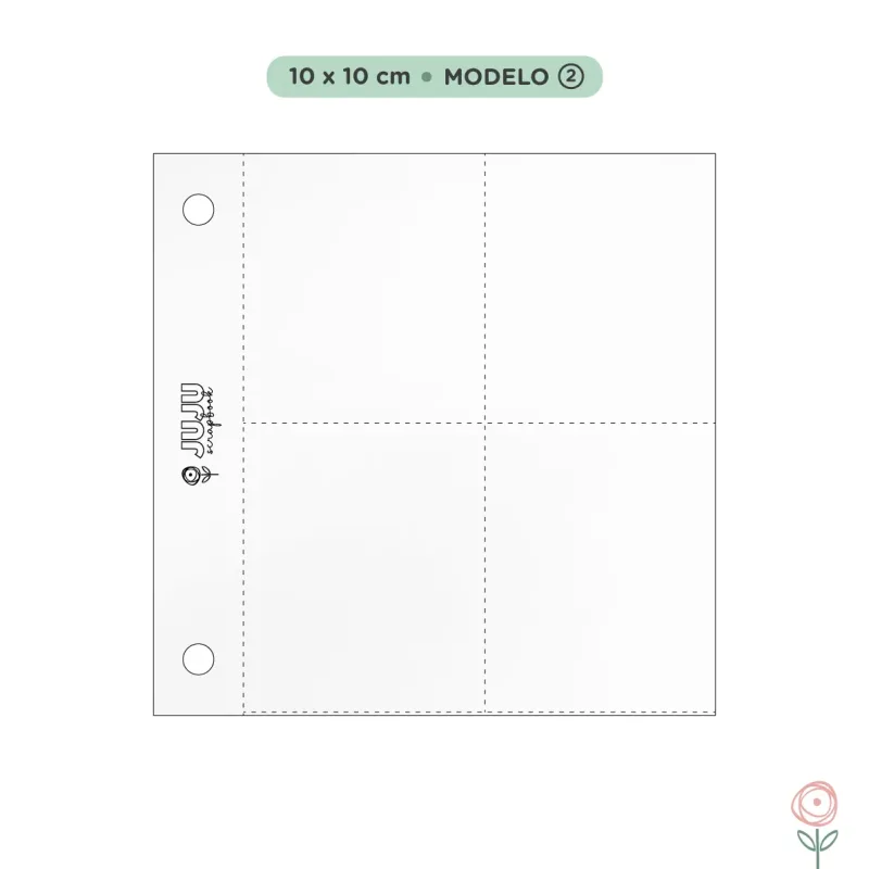 Kit de 10 Plásticos para Álbum 10x10cm - Modelo 2 | JuJu Scrapbook