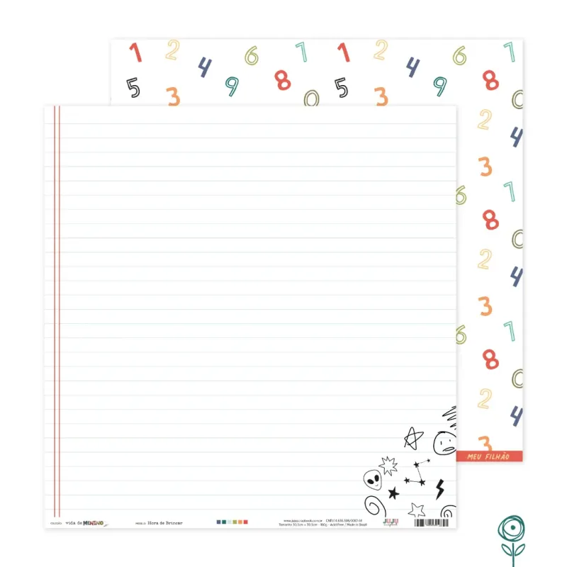 Papel para Scrapbook Hora de Brincar - Coleção Vida de Menino