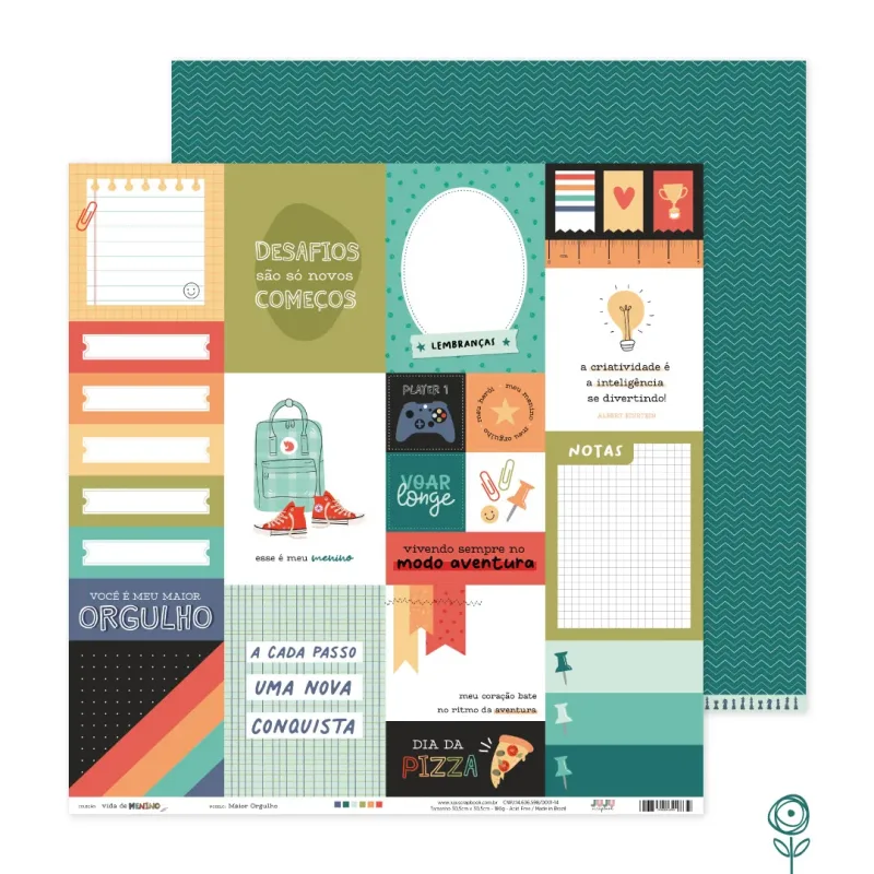Papel para Scrapbook Maior Orgulho - Coleção Vida de Menino