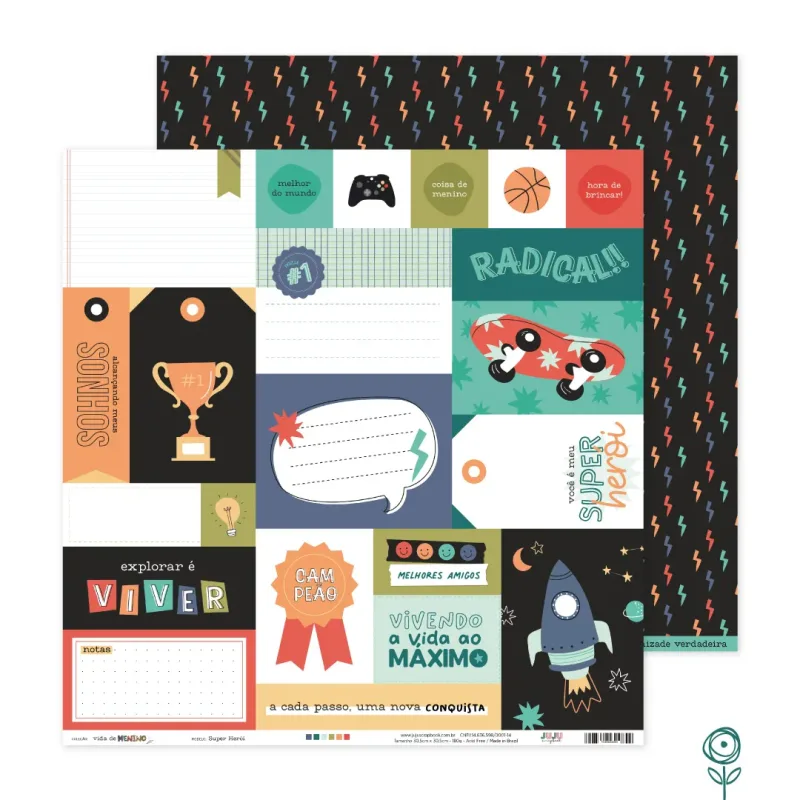 Papel para Scrapbook Super Herói - Coleção Vida de Menino