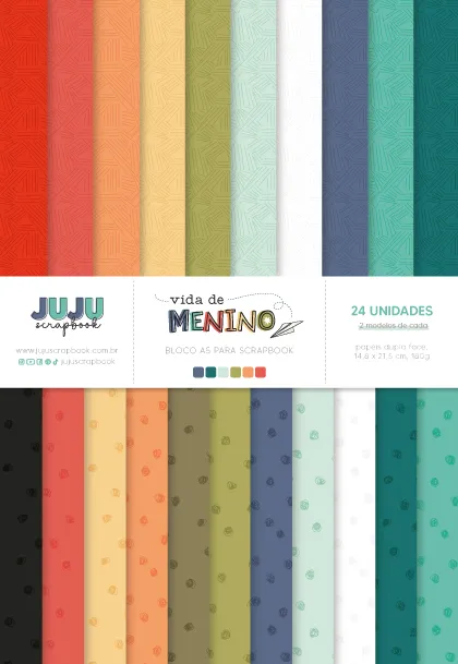 Bloco A5 para Scrapbook - Coleção Vida de Menino