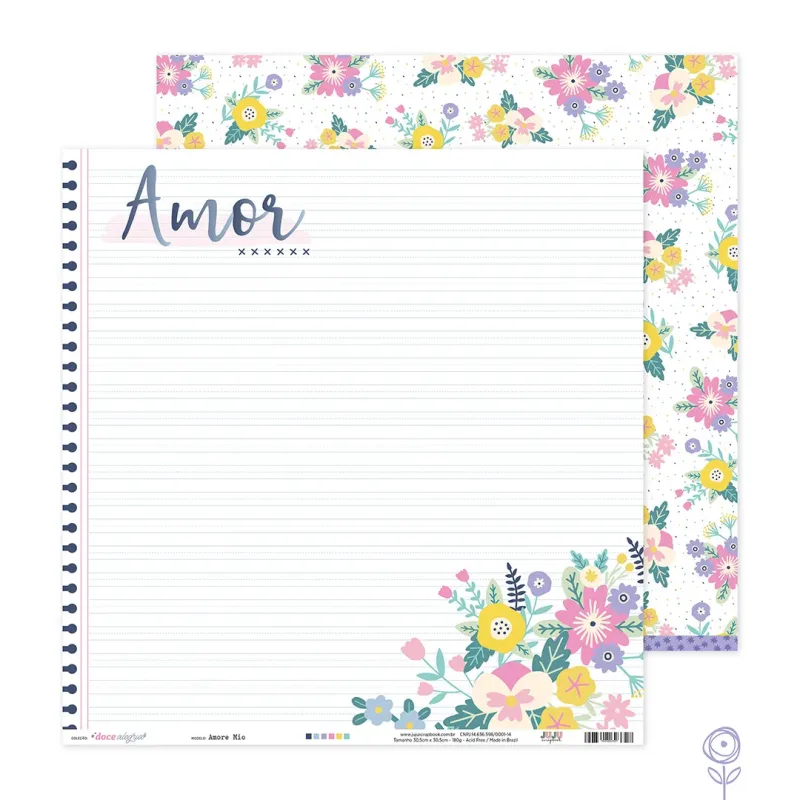 Papel para Scrapbook Amore Mio - Coleção Doce Alegria