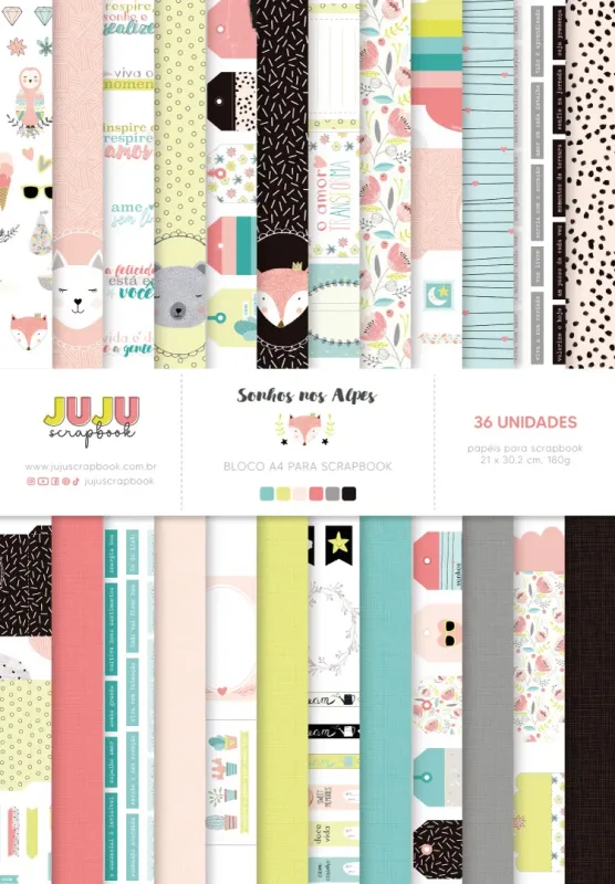 Produto Físico Bloco A4 para Scrapbook - Coleção Sonhos nos Alpes