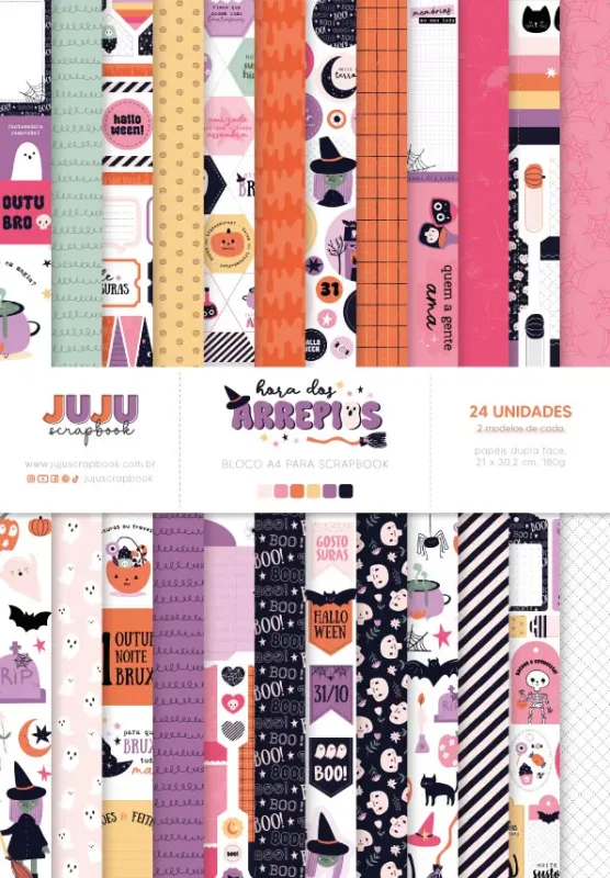 Bloco A4 para Scrapbook - Coleção Hora dos Arrepios