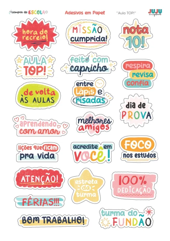Adesivos em papel Aula TOP! - Coleção Tempos de Escola