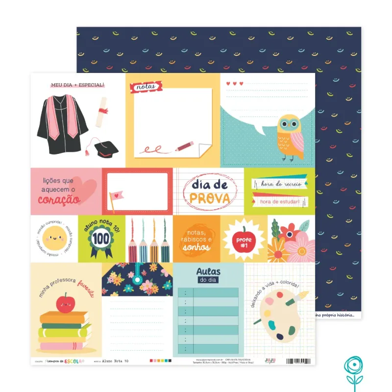 Papel para Scrapbook Aluno Nota 10 - Coleção Tempos de Escola