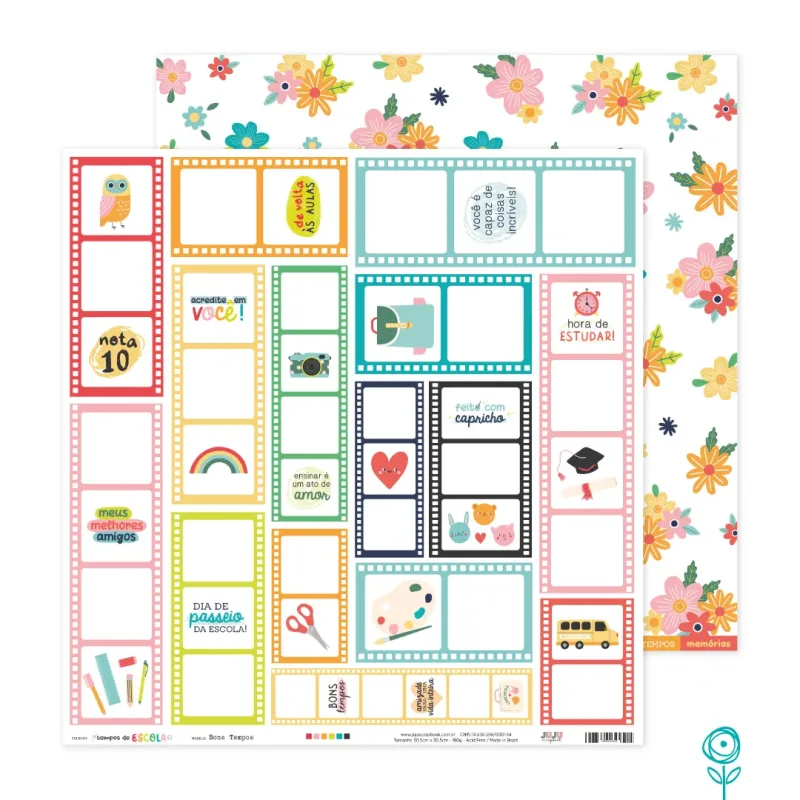 Papel para Scrapbook Bons Tempos - Coleção Tempos de Escola