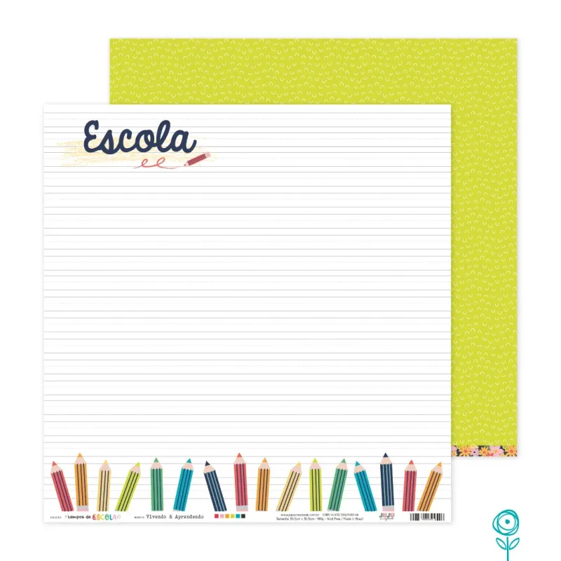 Papel para Scrapbook Vivendo e Aprendendo - Coleção Tempos de Escola