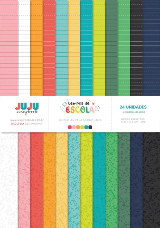 Bloco A5 para Scrapbook - Coleção Tempos de Escola