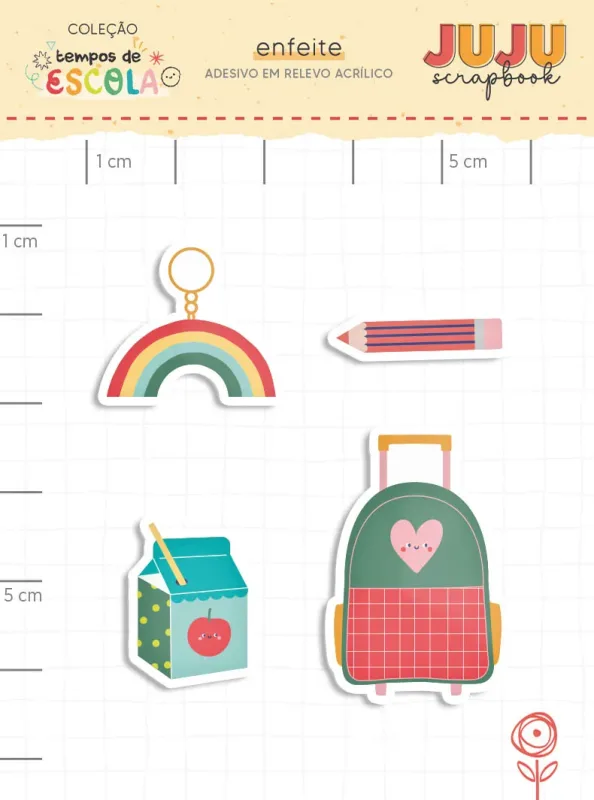 Adesivo em relevo Acrílico Mochila - Coleção Tempos de Escola