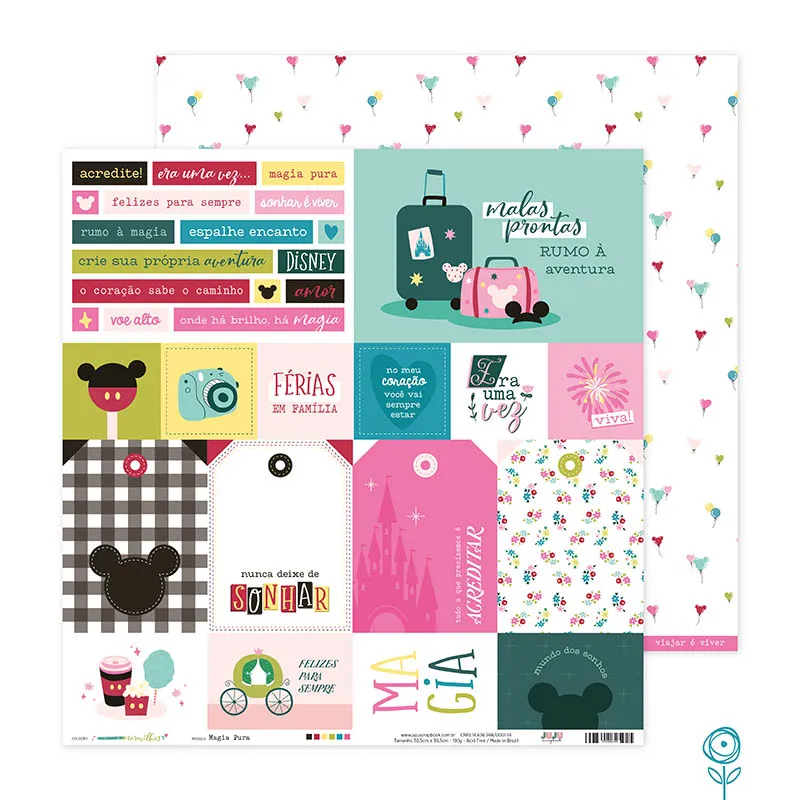Papel para Scrapbook Magia Pura - Coleção Um Mundo de Maravilhas