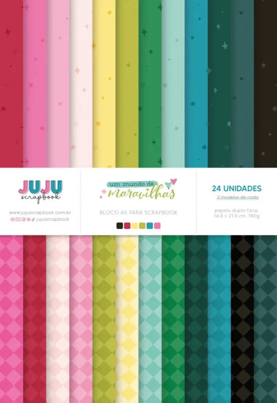 Bloco A5 para Scrapbook - Coleção Um Mundo de Maravilhas