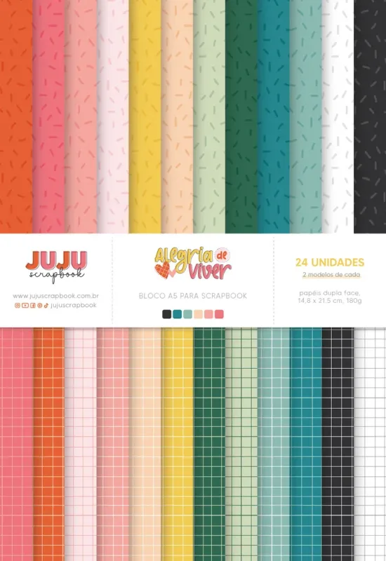 Bloco A5 para Scrapbook - Coleção Alegria de Viver