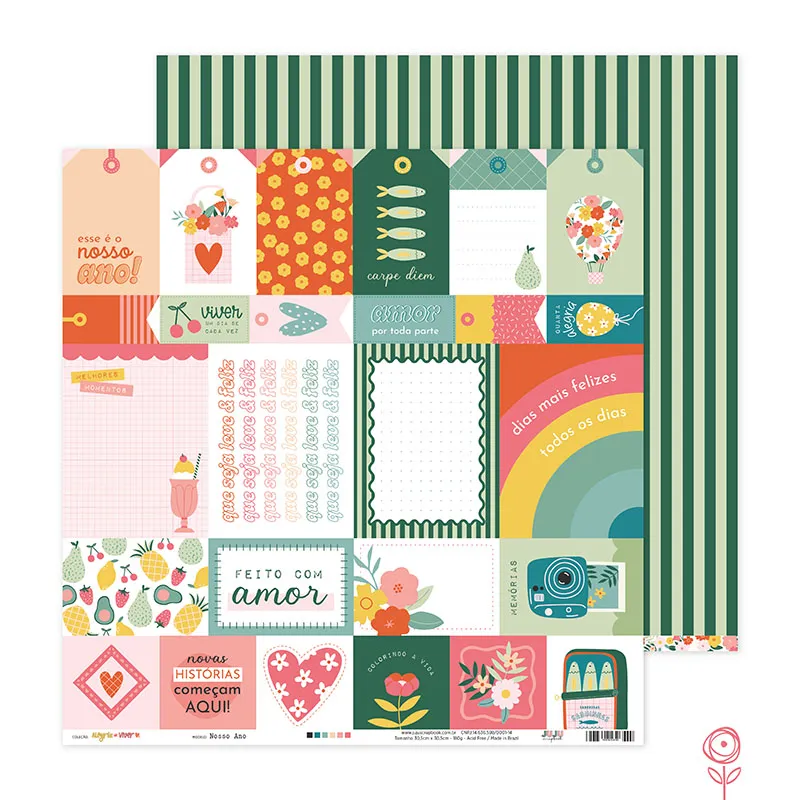 Papel para Scrapbook Nosso Ano - Coleção Alegria de Viver