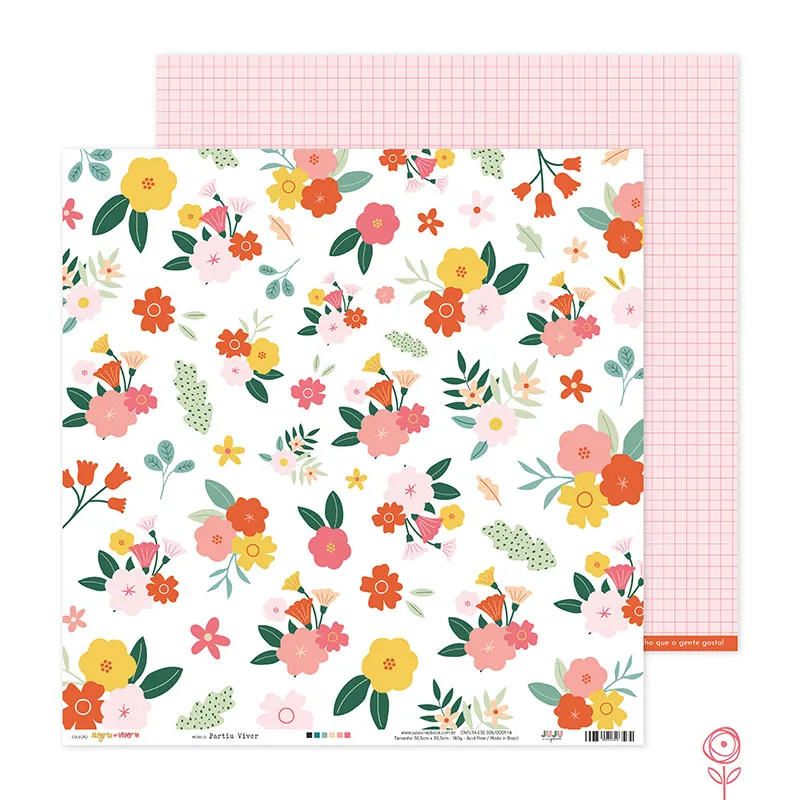 Papel para Scrapbook Partiu Viver - Coleção Alegria de Viver