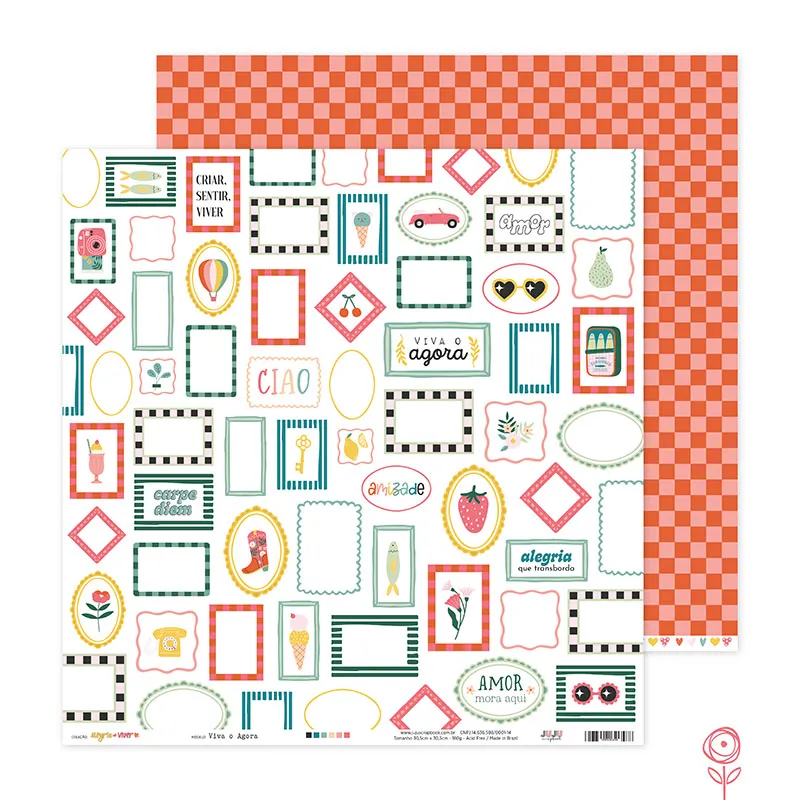 Papel para Scrapbook Viva o Agora - Coleção Alegria de Viver