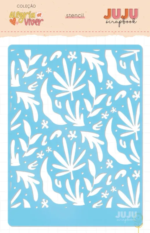 Stencil Flores e Folhas - Coleção Alegria de Viver
