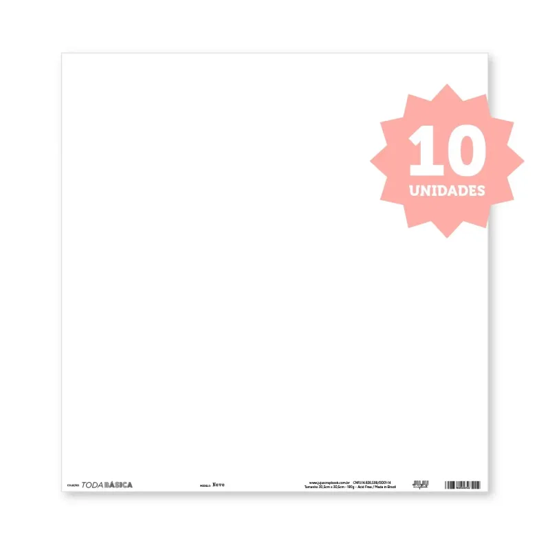 Kit com 10 Papéis para Scrapbook Neve em 180g - JuJu Scrapbook