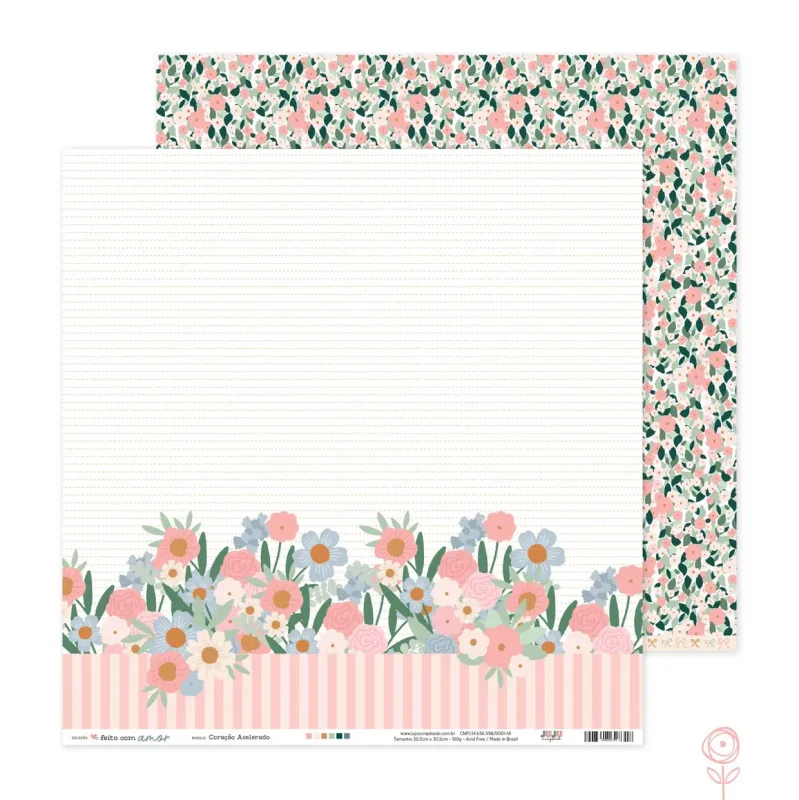 Papel para Scrapbook Coração Acelerado - Coleção Feito com Amor