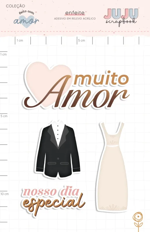 Adesivo em Relevo Acrílico Muito Amor - Coleção Feito com Amor