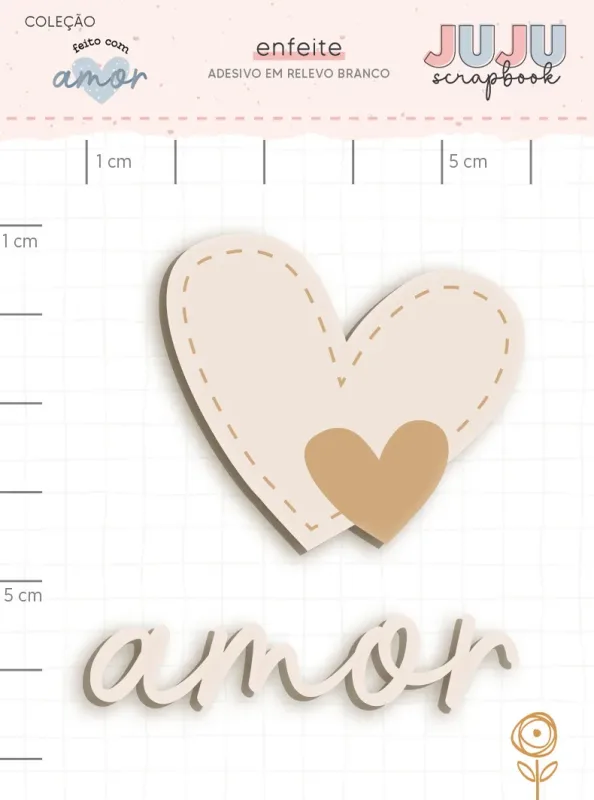 Adesivo em Relevo Branco Amorzinho - Coleção Feito com Amor