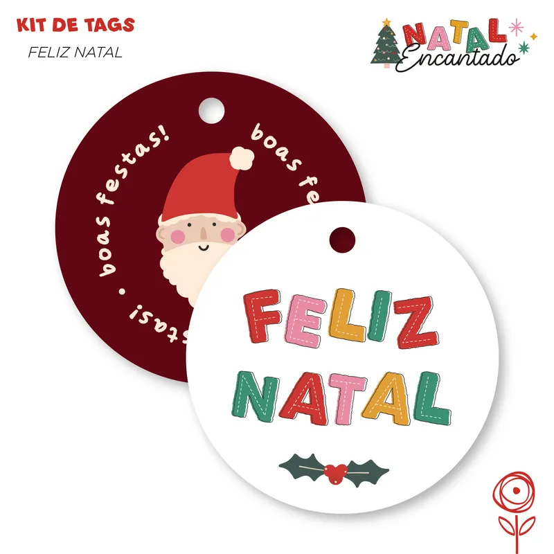 Kit de tags redondas Feliz Natal - Natal Encantado