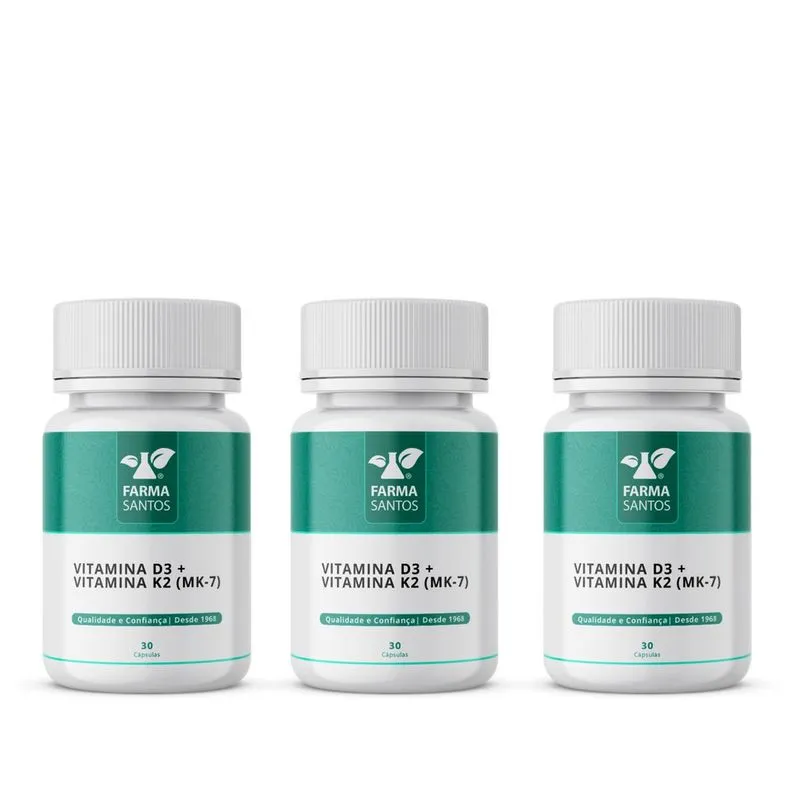 Kit 2 Vitamina D3 + Vitamina K2 Mk-7 30 Cápsulas