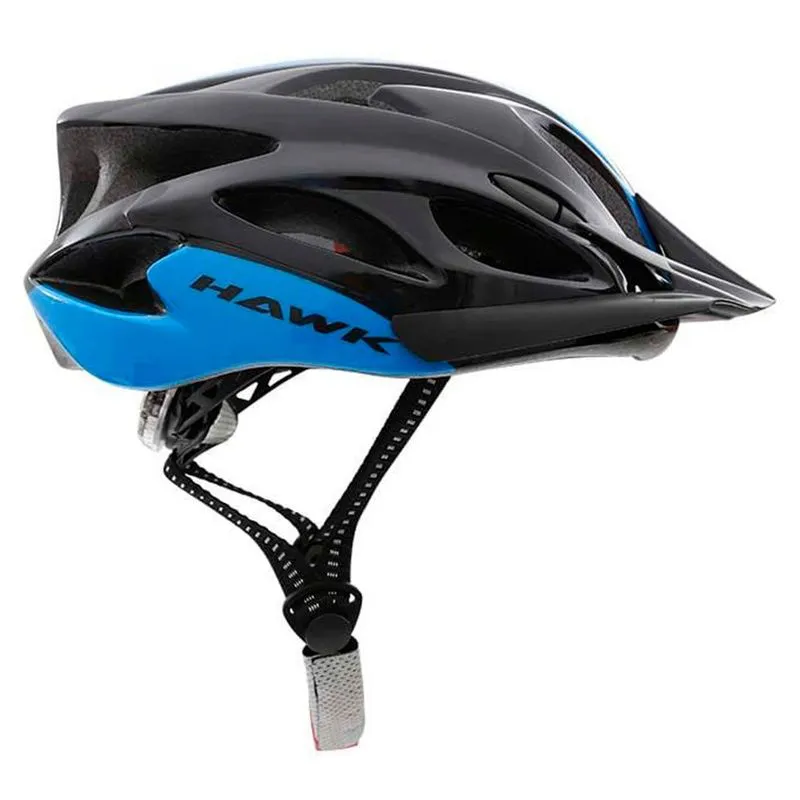 Capacete Ciclista Preto/Azul Com Aba Pisca G - Hawk